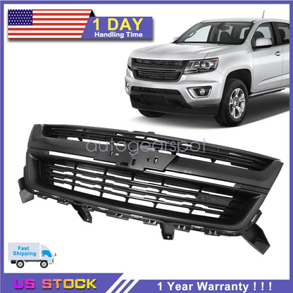 Fits 2015-2020 Chevrolet Colorado Gloss Black Front Upper Grille Grill Replace