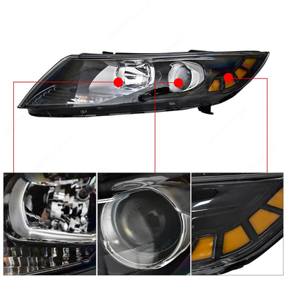 Pair For 2011 2012 2013 Kia Optima Headlights Assembly Black Housing L+R Front