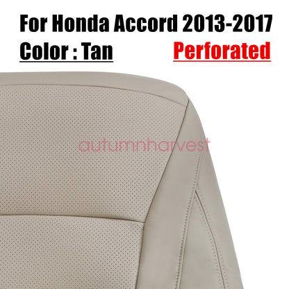 Fits Honda Accord 2013-2017 Front Passenger Bottom & Top Leather Seat Cover Tan