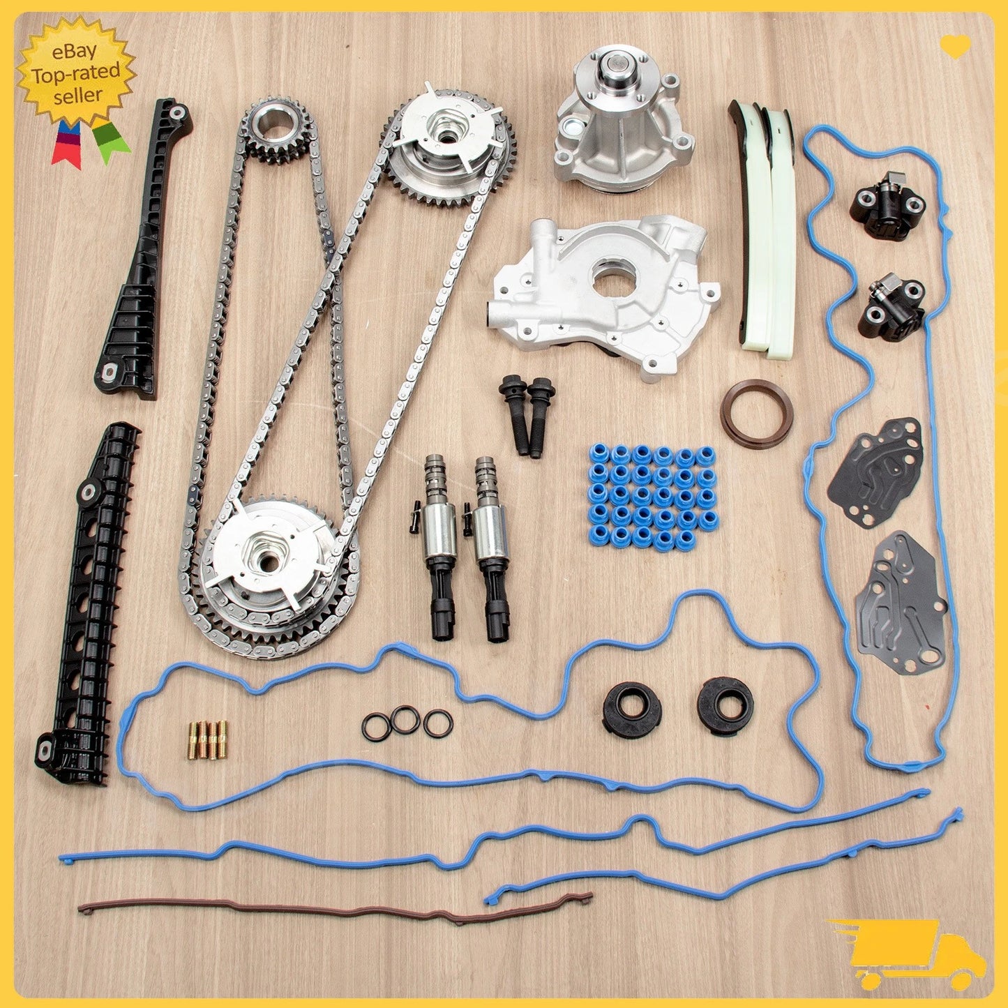 Timing Chain Kit Cam Phaser Gaskets Solenoid Water Oil Pump Fits Lincoln 5.4L