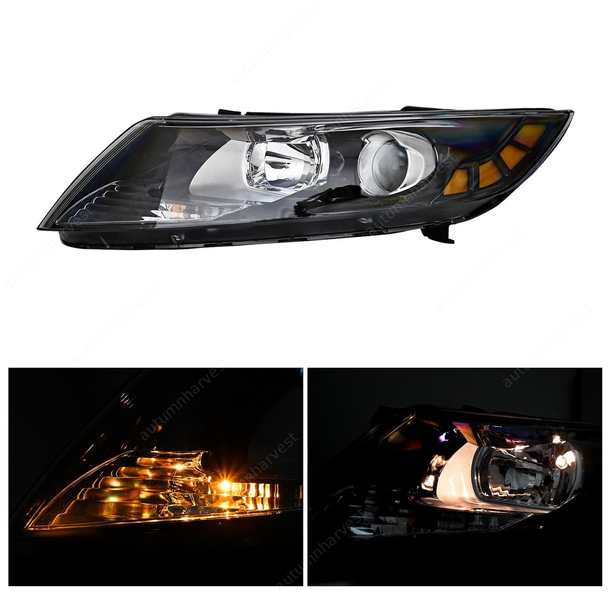 Pair For 2011 2012 2013 Kia Optima Headlights Assembly Black Housing L+R Front
