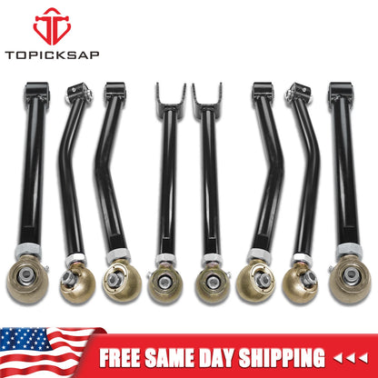Front Rear Lower Upper Adjustable Control Arms 0-6'' fit 2007-2018 Jeep Wrangler