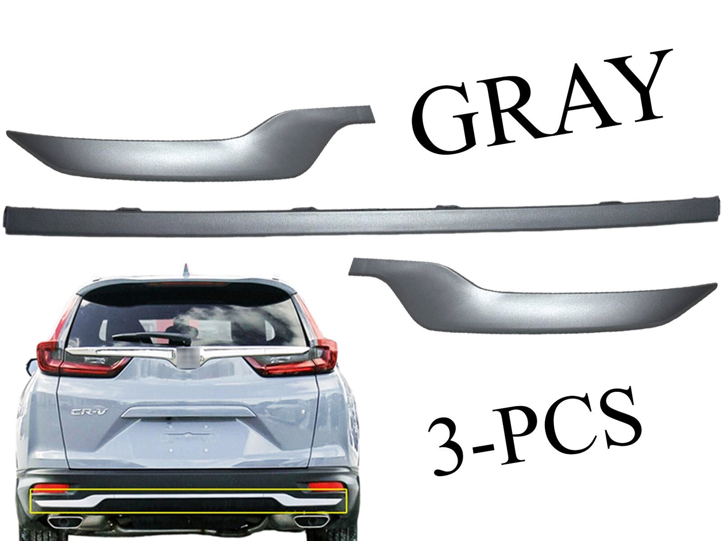 Fits 2020-2022 Honda CR-V CRV Rear Bumper Left Right Middle Molding Trim Gray