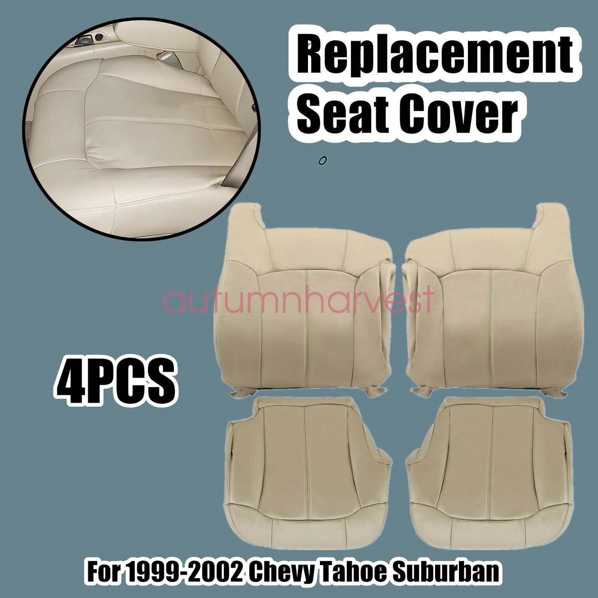 For 2000-2002 Chevy Tahoe Z71 LT Driver & Passenger Leather Seat Cover Tan 922
