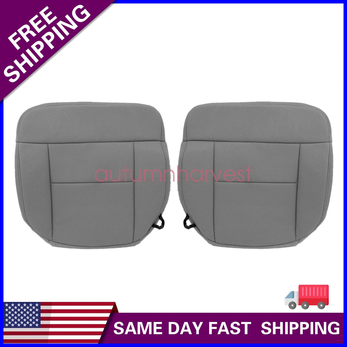 For Ford F150 STX XLT 2004-2008 Driver & Passenger Gray Cloth Bottom Seat Cover
