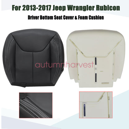 New Driver Bottom Seat Cover & Foam Cushion For 2013-2017 Jeep Wrangler Rubicon