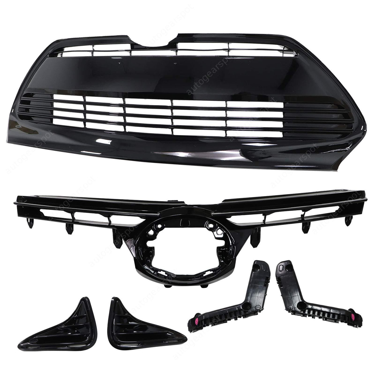 For 2017-2019 Toyota Corolla LE XLE CE Front Grille Fog Covers Brackets Set 6PC