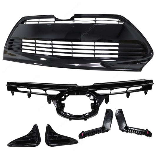 For 2017-2019 Toyota Corolla LE XLE CE Front Grille Fog Covers Brackets Set 6PC