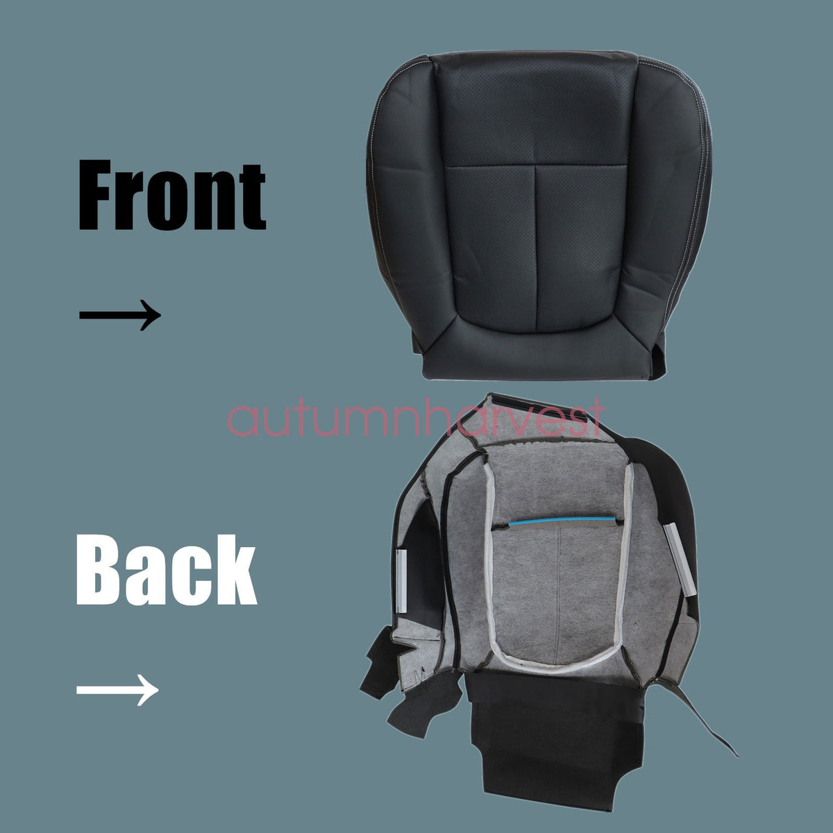 Fits 09-14 Ford F150 Driver Bottom & Top Replacement Leather Seat Cover Black