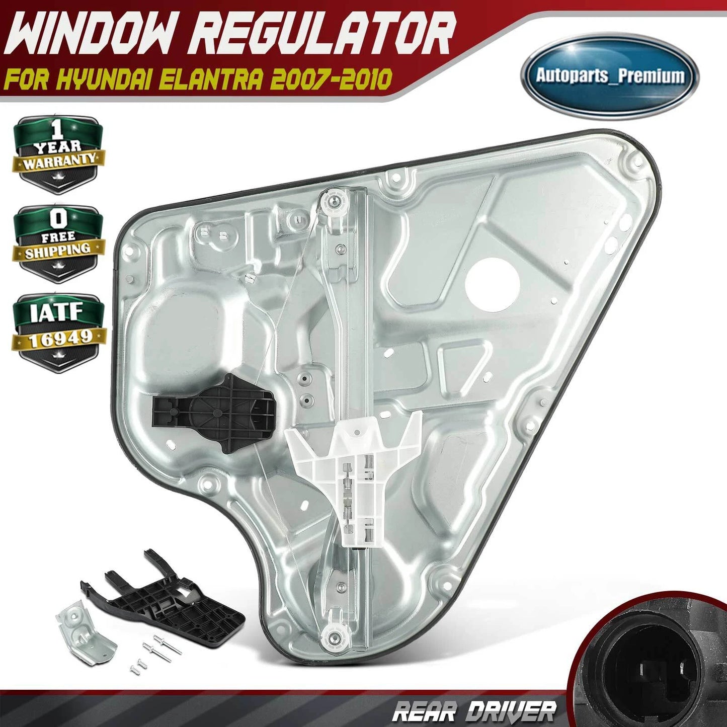Rear Driver for Hyundai Elantra 07-10 Power Window Regulator w/ Motor Assembly