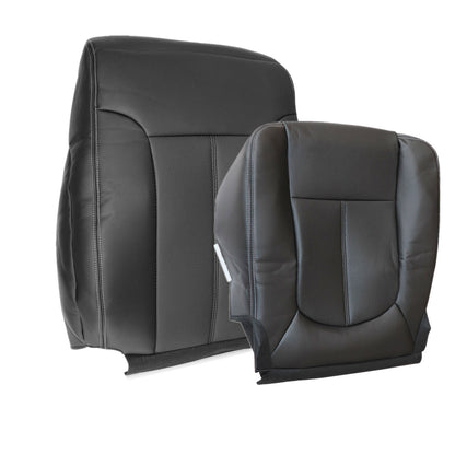 For 2011-2016 Ford F250 F350 Driver Bottom & Top Back Leather Seat Cover Black