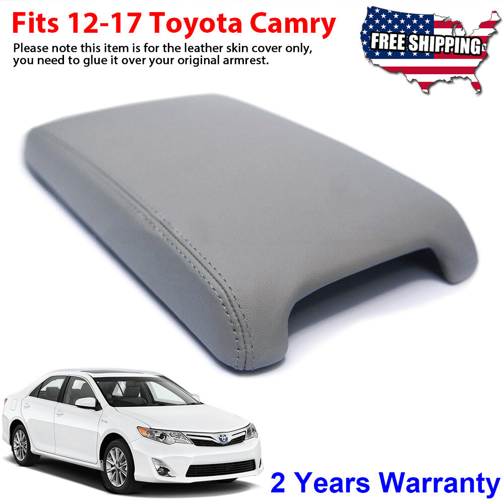 For 2012-2017 Toyota Camry LE Leather Center Console Lid Armrest Cover Skin Gray