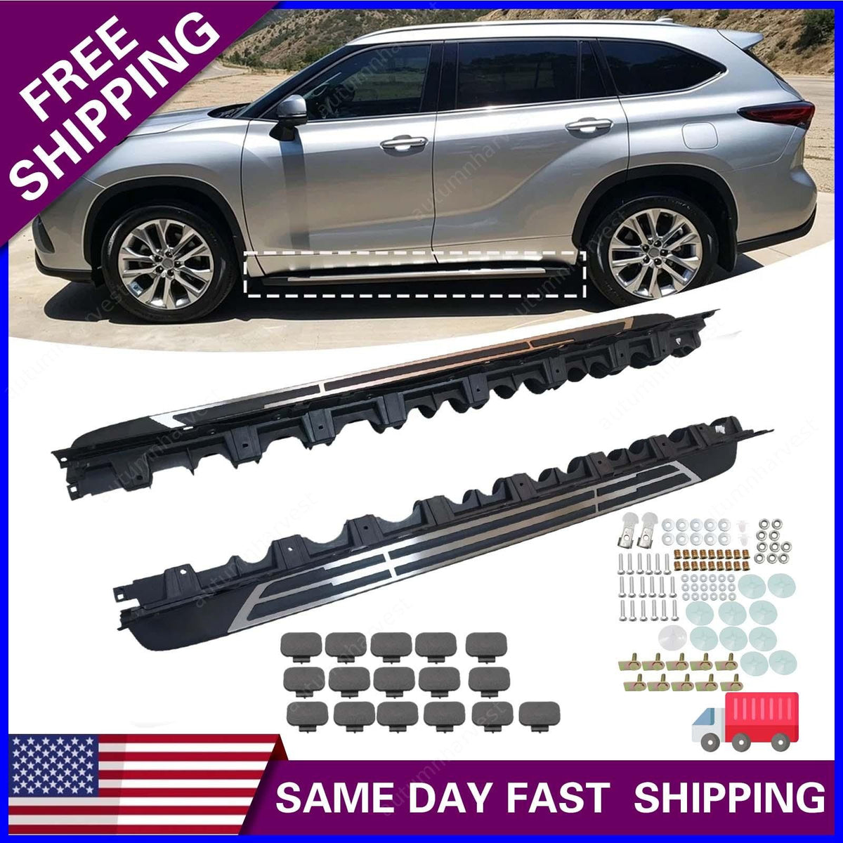 Running Boards for Toyota Highlander XU70 2020-2025 2026 Side Steps Nerf Bar