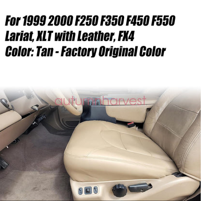 Fits 99 2000 Ford F250 F350 Lariat Tan Driver & Passenger Top Leather Seat Cover