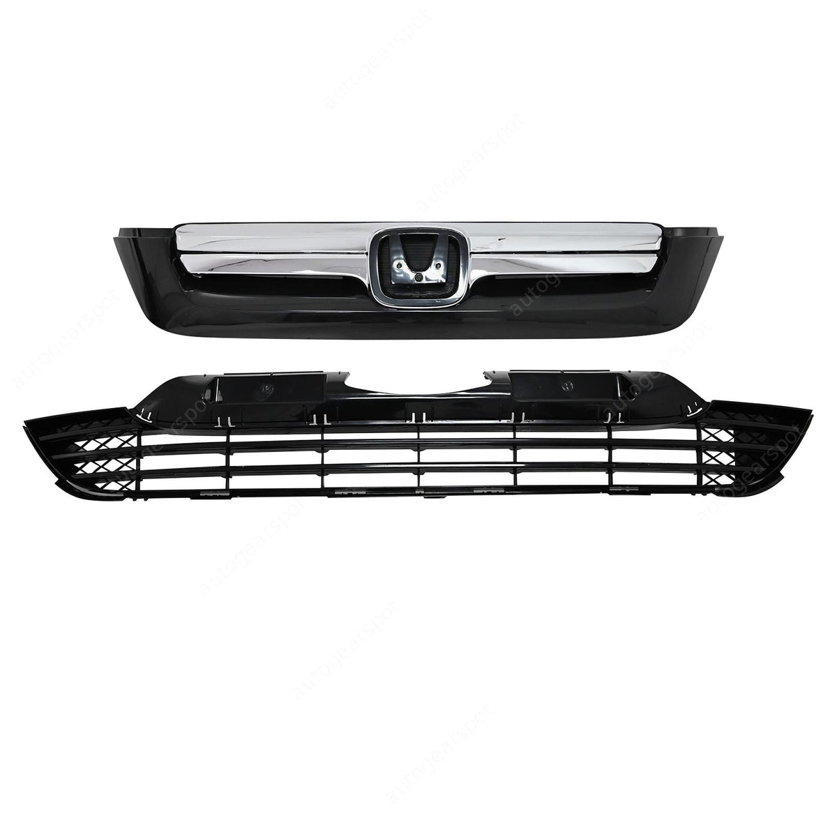 Fits Honda CRV CR-V 2007-2009 New Front Bumper Grill Upper+Lower Grille Chrome