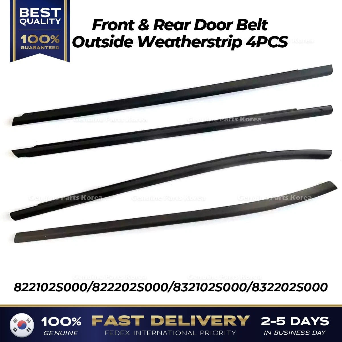 4Pcs Outside Door Weatherstrip Belt for Hyundai Tucson 2009 2010 2011 2012-2017