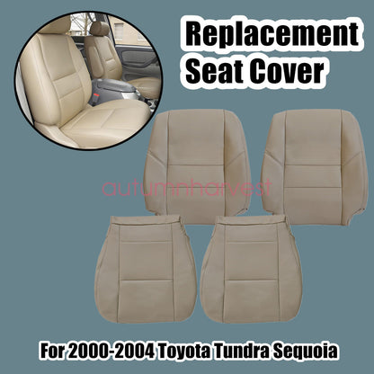 For 2000-2004 Toyota Tundra Sequoia Driver & Passenger Leather Seat Cover Tan