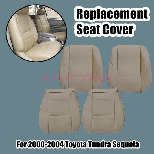 For 2000-2004 Toyota Tundra Sequoia Driver & Passenger Leather Seat Cover Tan