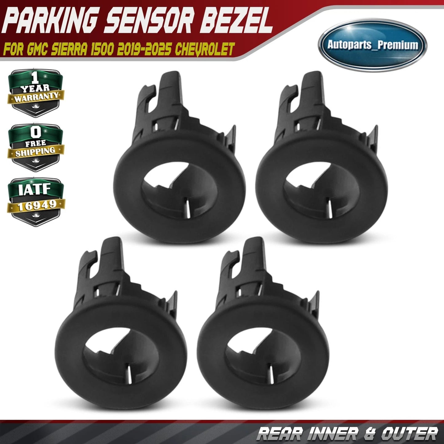 Rear Parking Sensor Bezel Set 4Pcs Compatible with for GMC Sierra 1500