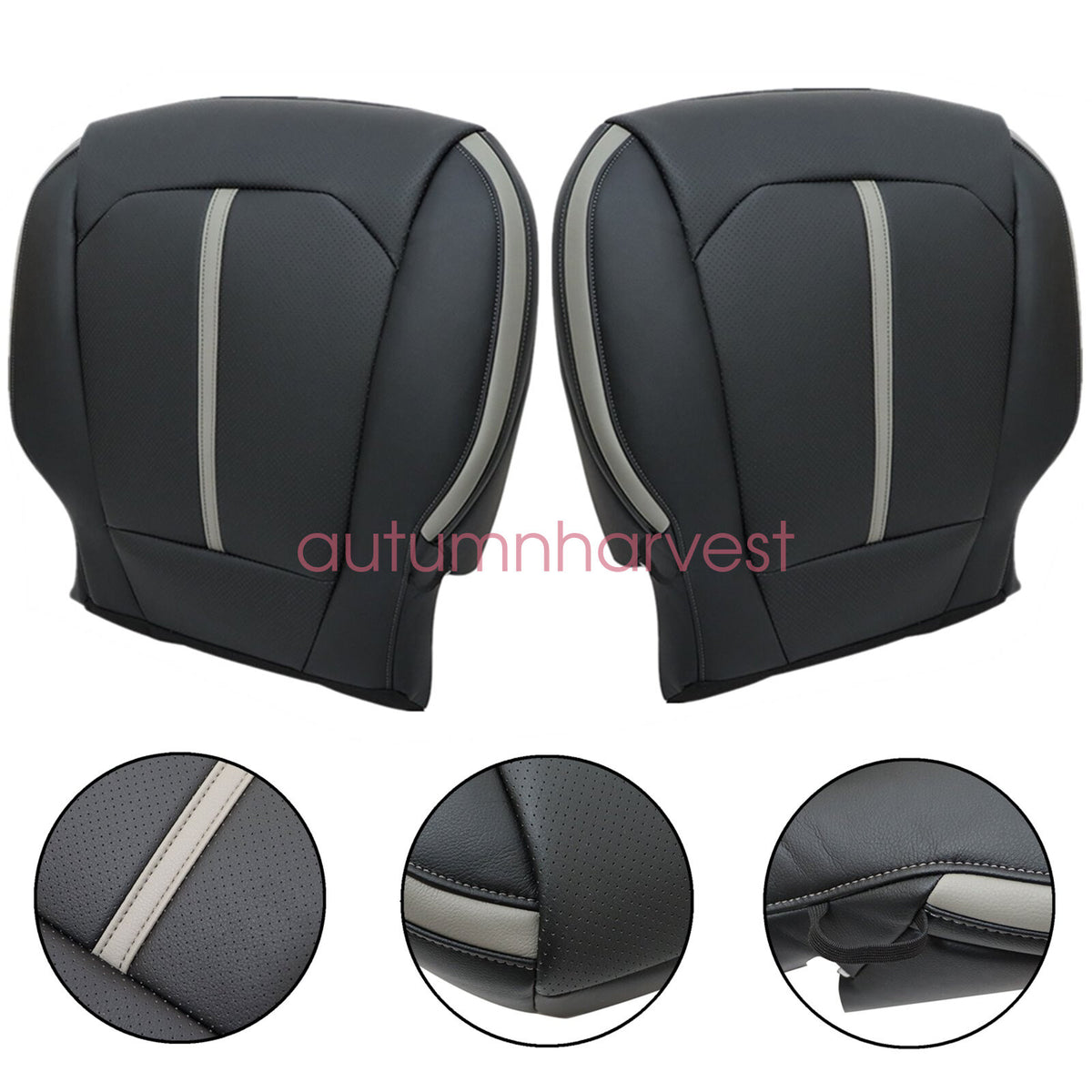 For 2015-2020 Ford F150 Platinum Driver & Passenger Side Bottom Seat Cover Black
