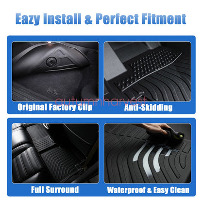 TPE Floor Mats Liner Set For 2017-2025 Chrysler Pacifica Hybrid 3D Waterproof