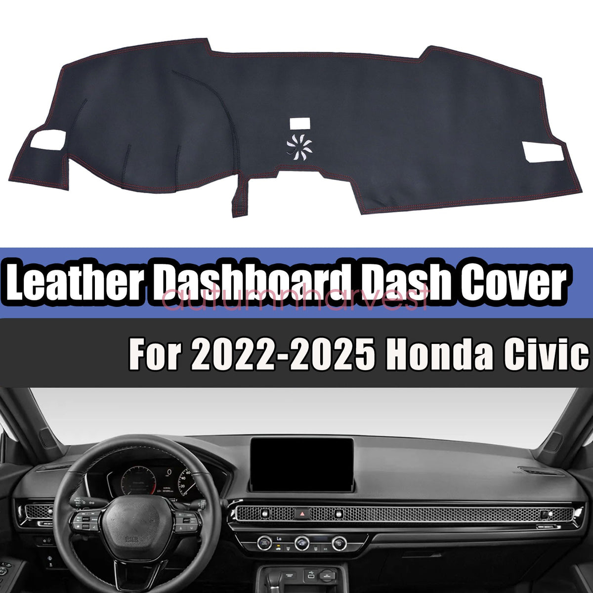 For 2022-2025 Honda Civic Leather Dashboard Dash Cover Dashmat Carpet Protector