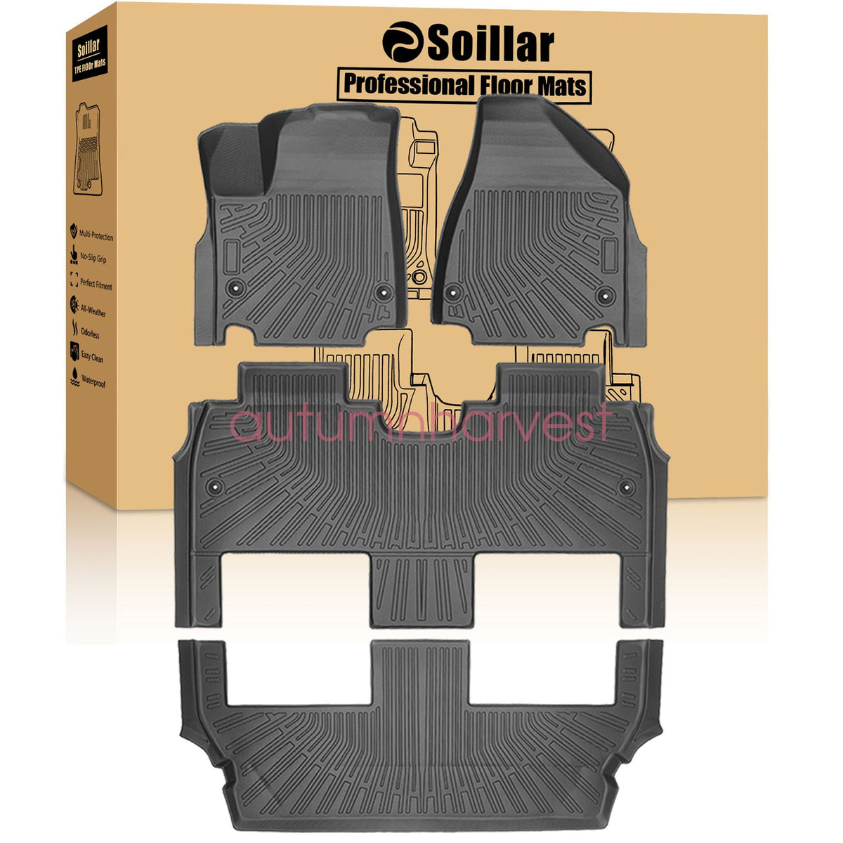 TPE Floor Mats Liner Set For 2017-2025 Chrysler Pacifica Hybrid 3D Waterproof