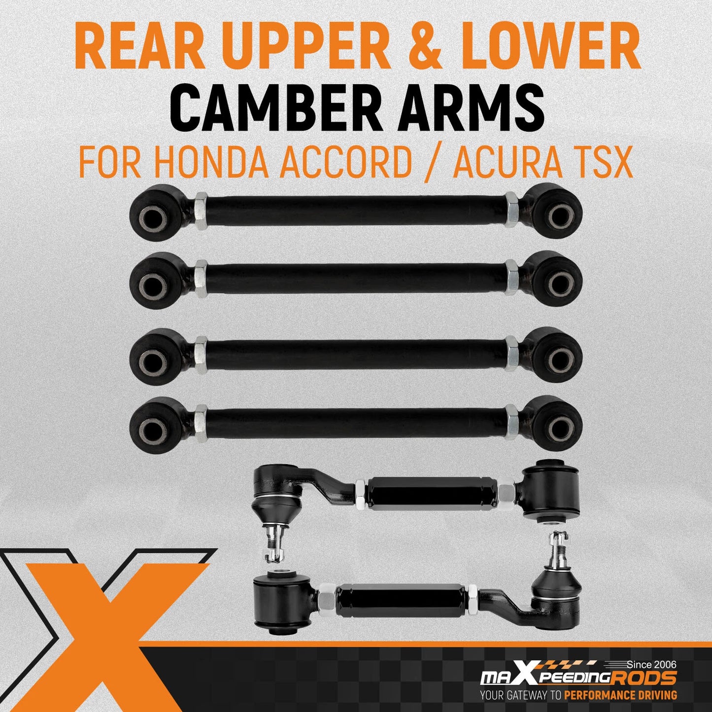 6Pcs Fits 03-2007 Honda Accord 2004-08 Acura TSX Rear Upper & Lower Camber Arms