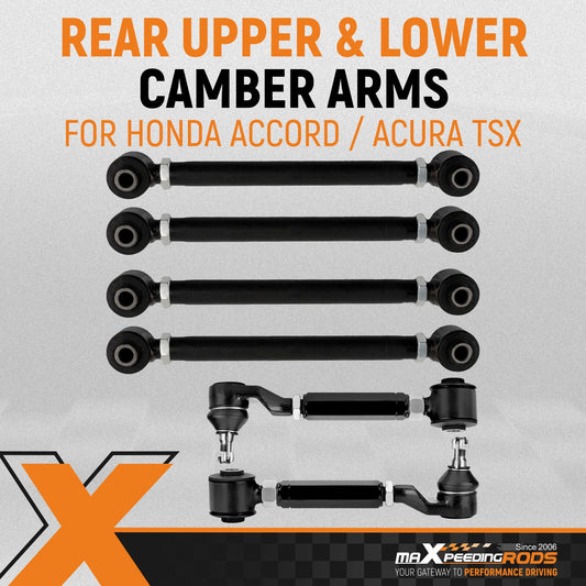 6Pcs Fits 03-2007 Honda Accord 2004-08 Acura TSX Rear Upper & Lower Camber Arms