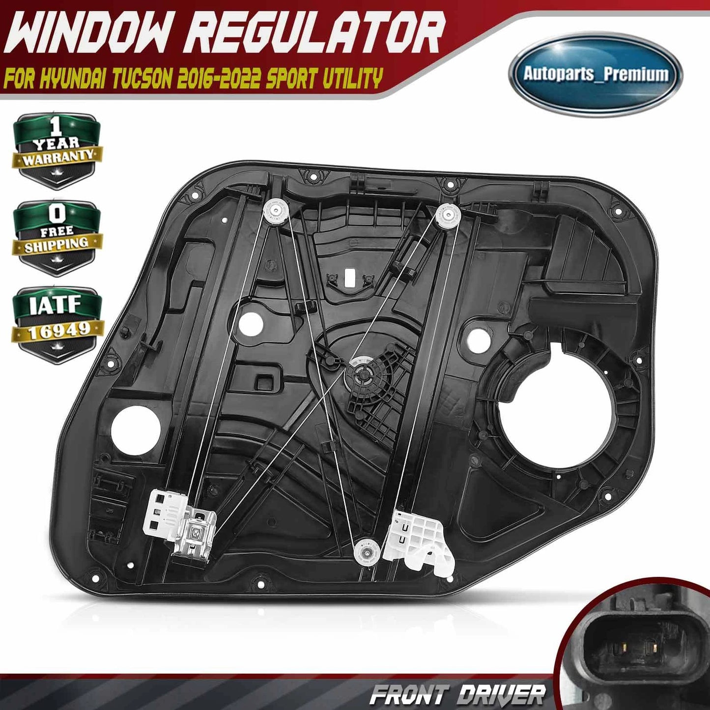 For Hyundai Tucson 2016-2022 Front Left Power Window Regulator w/Motor Assembly