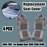 For 94-97 Dodge Ram Driver & Passenger Bottom & Back Cloth Seat Cover Gray 4PCS