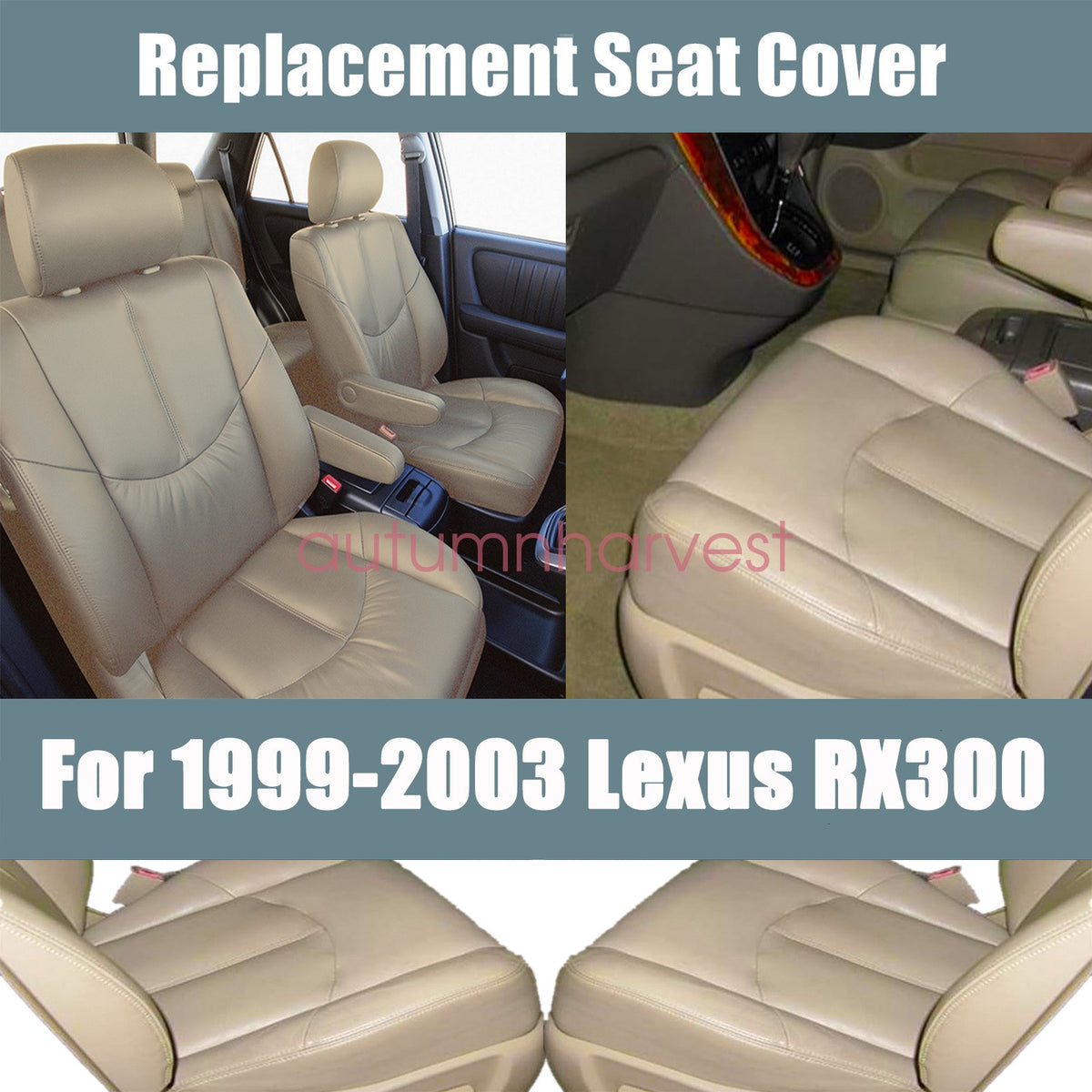 For 1999 2000 2001 2002 03 Lexus RX300 Driver & Passenger Leather Seat Cover Tan