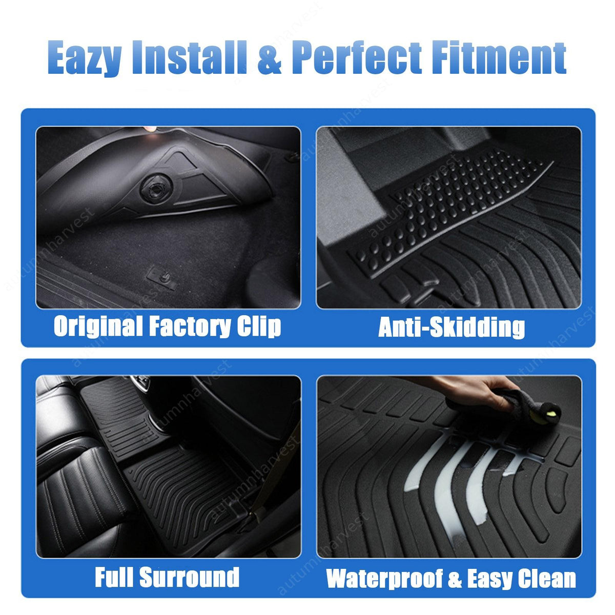 TPE Floor Mats+Trunk Cargo Liner For 2012-2018 Ford Focus Sedan All-Weather Set