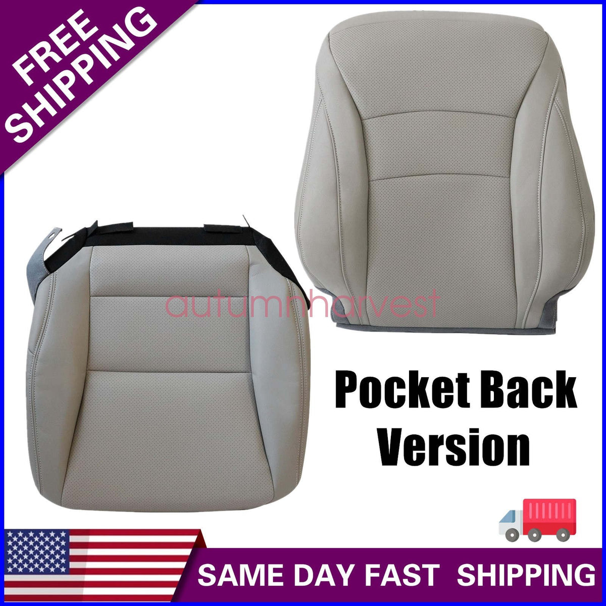 2013-17 For Honda Accord Driver Side Replacement Seat Cover Gray (Pocket Back)