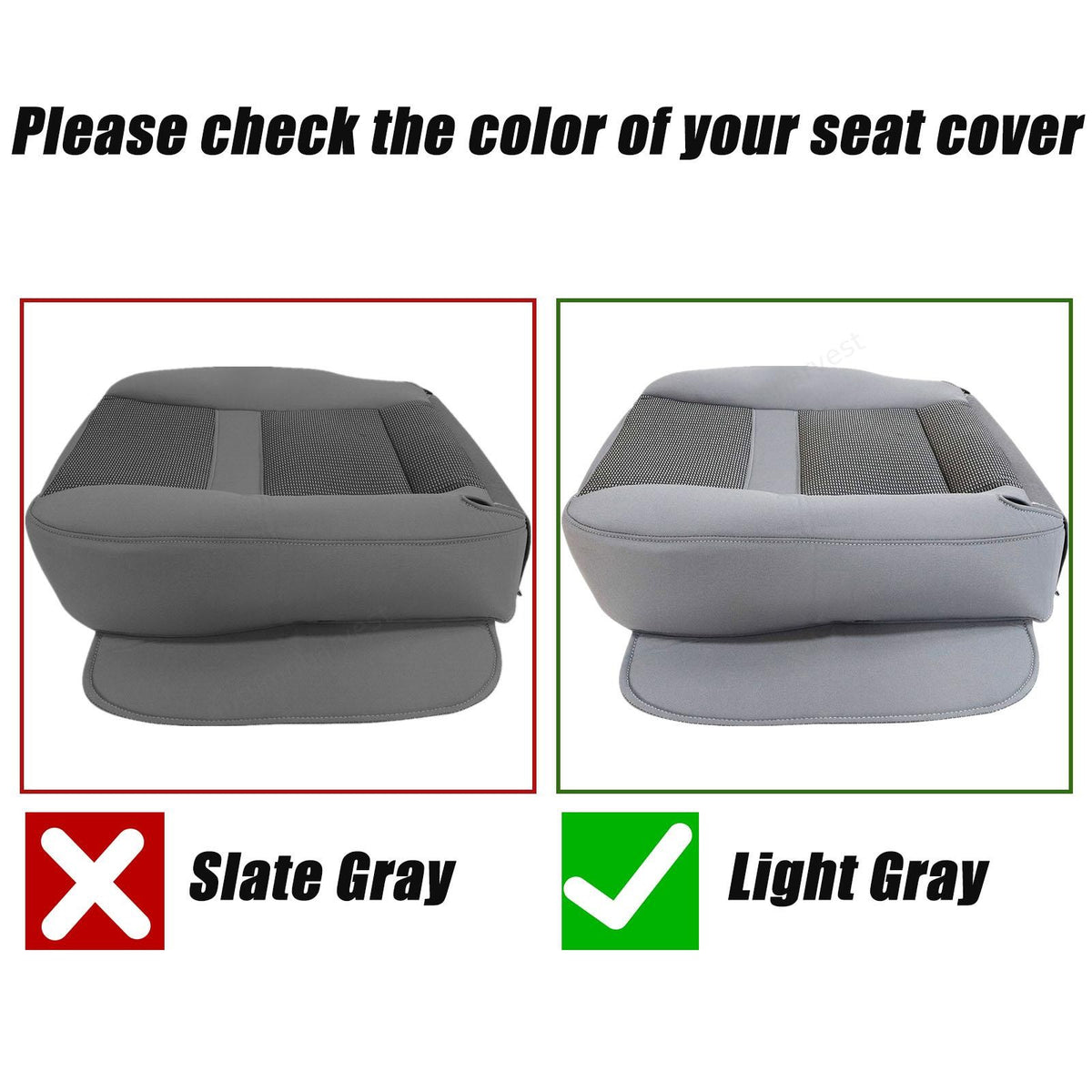 For 2006-2010 Dodge Ram 1500 2500 3500 Front Seat Cover Gray & Foam Cushion