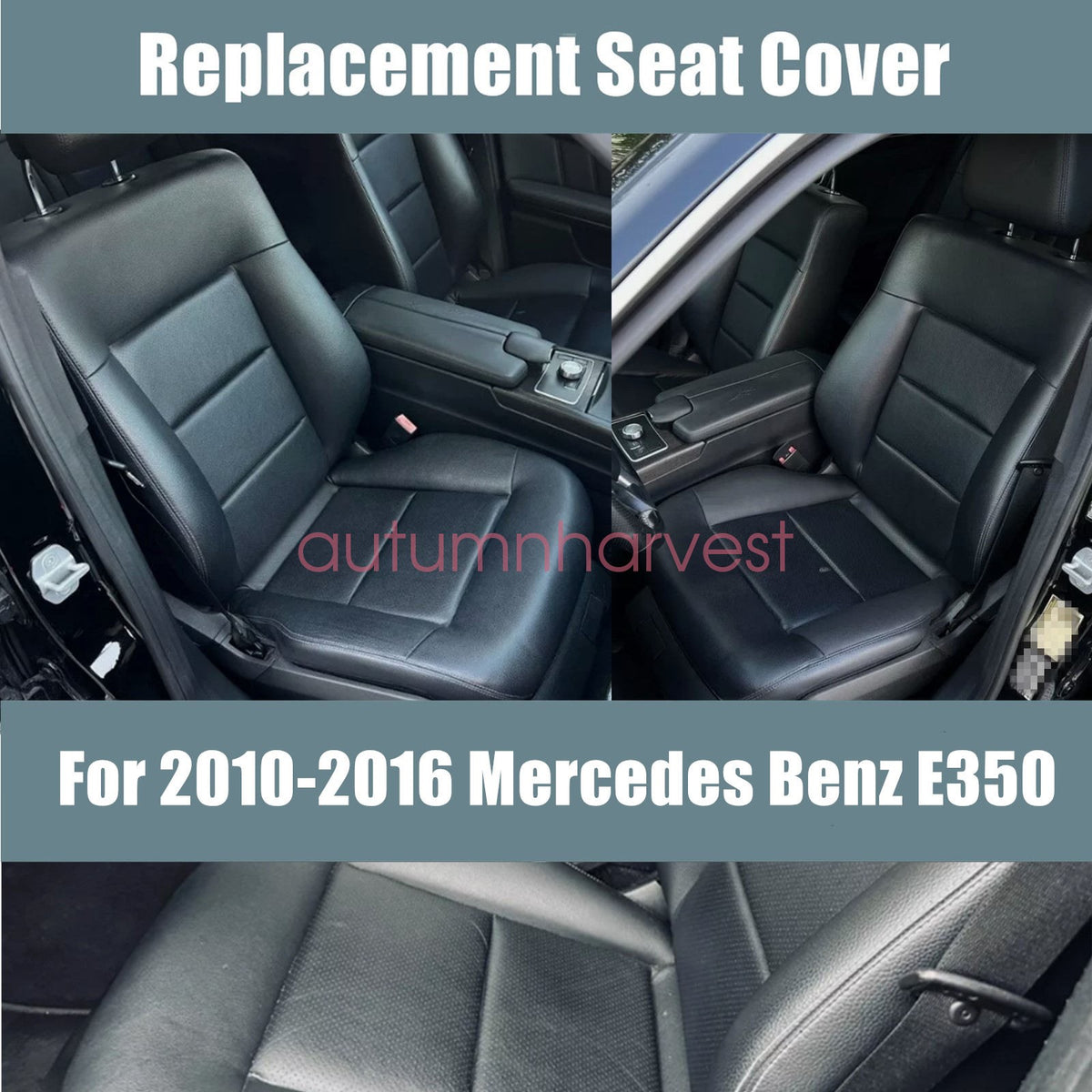 For 2010-2014 Mercedes Benz E350 E550 Front Bottom Leather Seat Cover Black