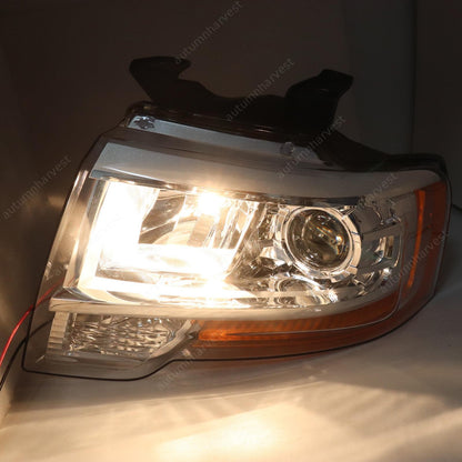 Pair Projector Chrome Headlights w/ Bulbs For Ford Expedition 2015-2017 LH & RH