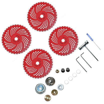 4 Pack Carbide Tipped Blades 9" 36T For Brush Cutter Trimmer Weed Eater Kit