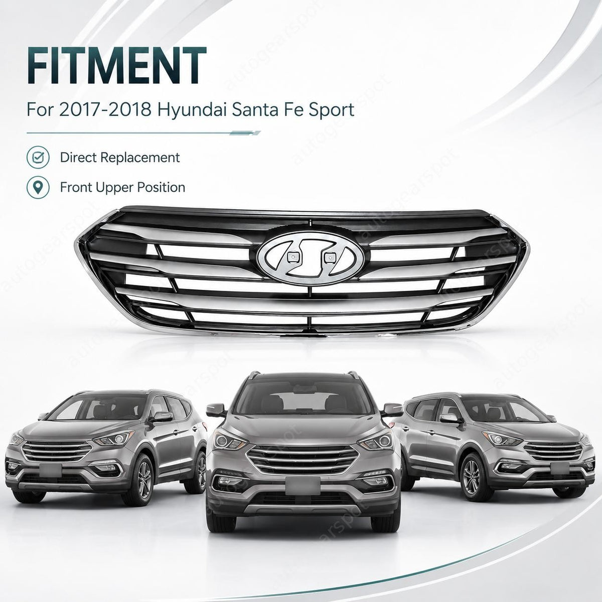 For Hyundai Santa Fe Sport 17-2018 Front Bumper Upper Grille Assembly 863514Z500