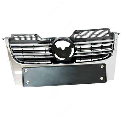 For 05-10 Volkswagen Jetta MK5 Sedan Front Upper Grille Grill Black&Chrome Trim