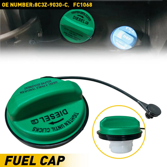 For 2009-2017 Ford F250 F350 Super Duty Diesel Fuel Tank Gas Cap w Tether Green