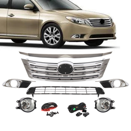 For 2011-2012 Toyota Avalon Front Upper Lower Grille With Fog Lamps+Covers Set
