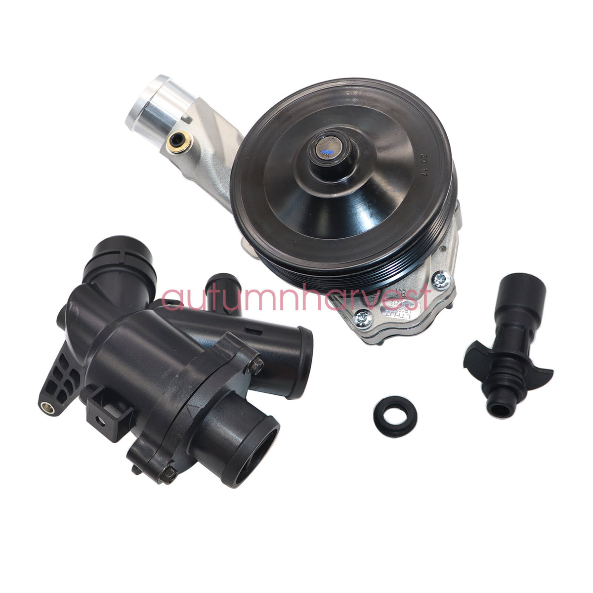 Coolant Water Pump + Thermostat + Connector Kit for Jaguar Land Rover 5.0L V8