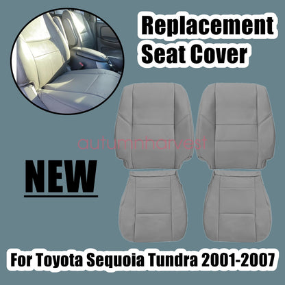 For 2000-2004 Toyota Tundra Sequoia Driver & Passenger Leather Seat Cover Gray