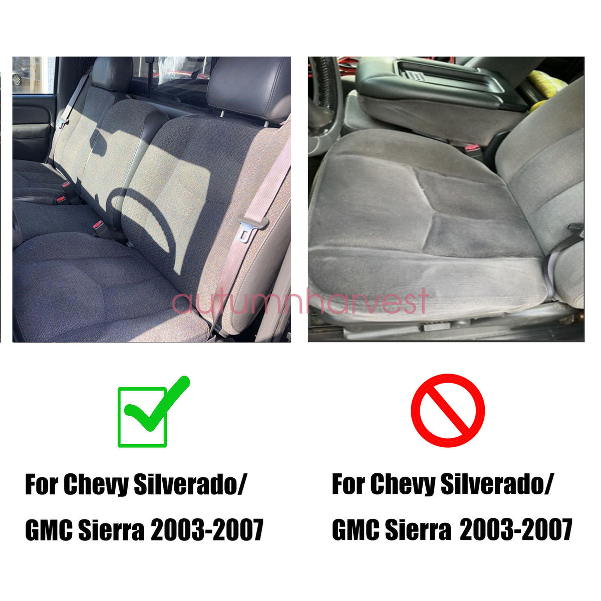 Front Side Bottom Cloth Seat Cover Dark Gray For 2003-2007 Chevy Silverado 1500