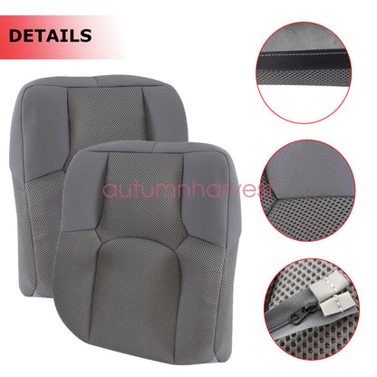 Driver & Passenger Lean Back Cloth Seat Cover Gray For 2005 2006 Nissan Frontier