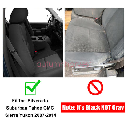 For 2007 2008-2014 Chevy Silverado Front Both Side Bottom Cloth Seat Cover Black