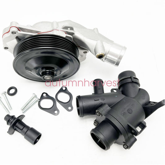 Coolant Water Pump + Thermostat + Connector Kit for Jaguar Land Rover 5.0L V8