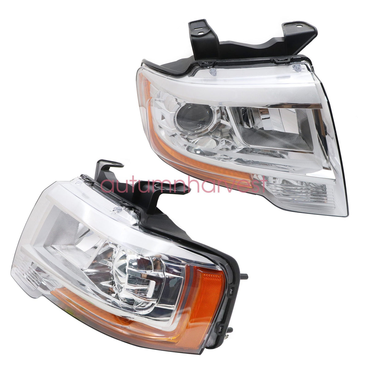 Pair Projector Chrome Headlights w/ Bulbs For Ford Expedition 2015-2017 LH & RH