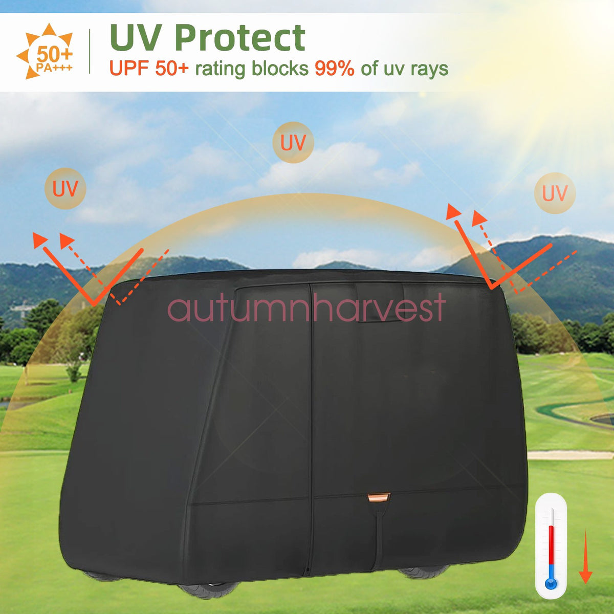 Golf Cart Cover Heavy Duty 420D Waterproof For EZGO Club Car Yamaha 2/2+2